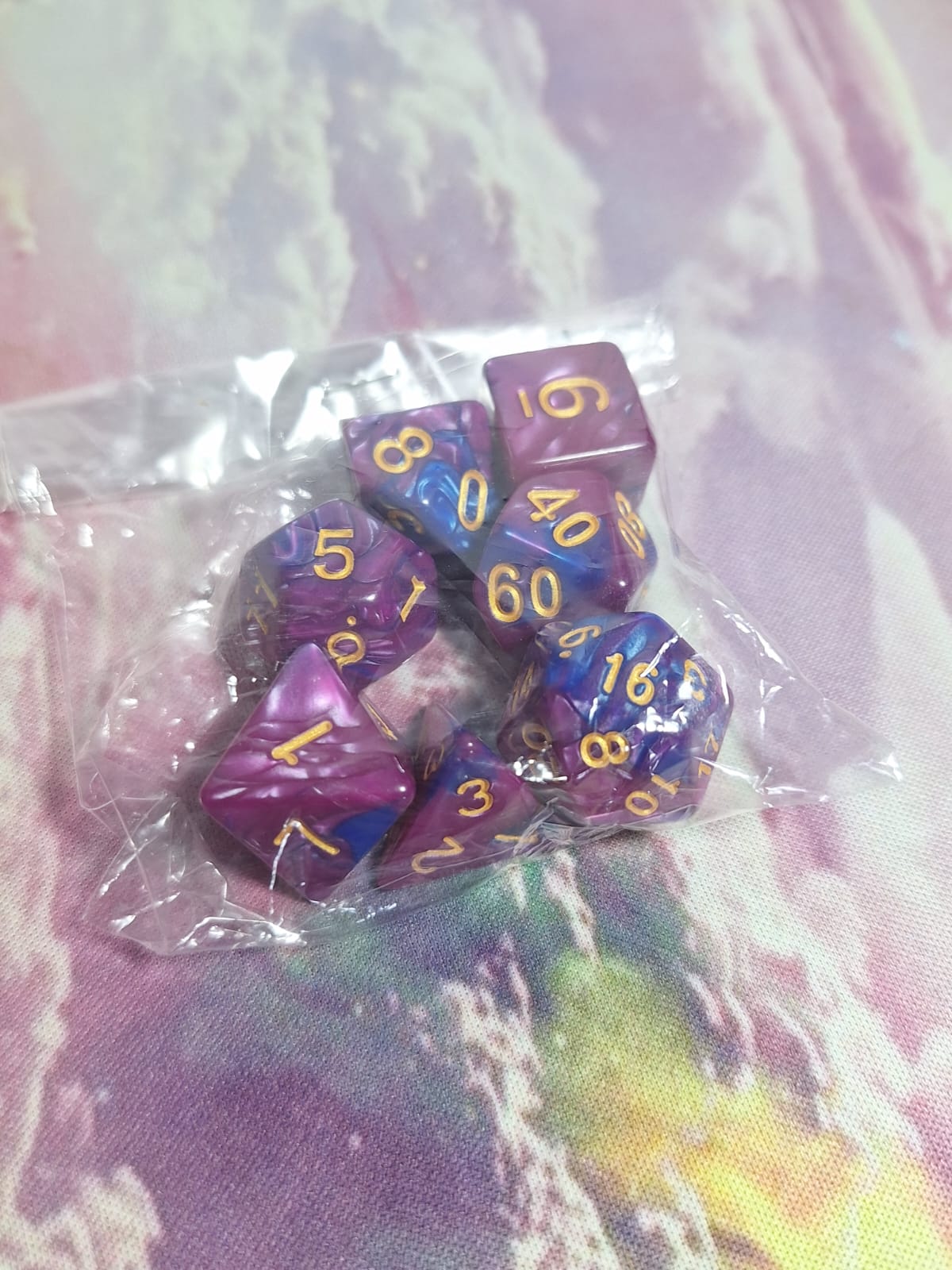 Set de Dados Azul Violeta - Dorado