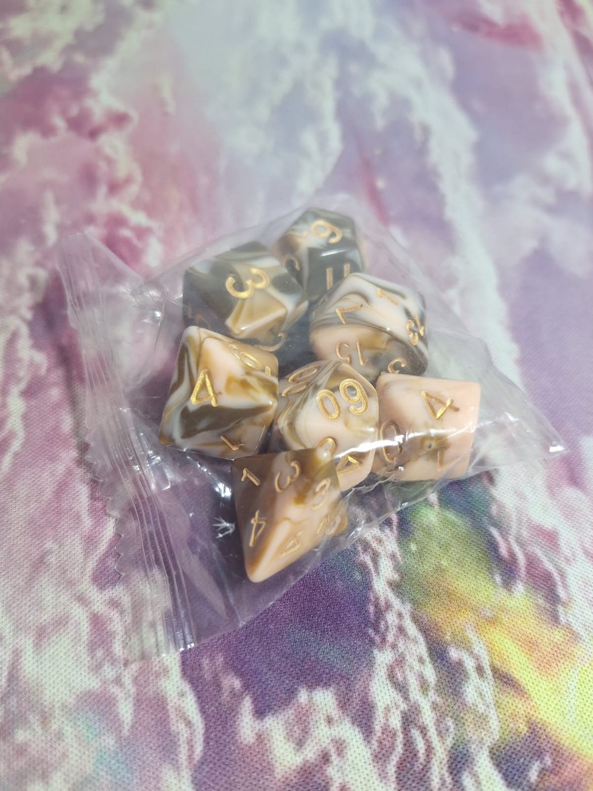 Set de Dados Beige Marron - Dorado